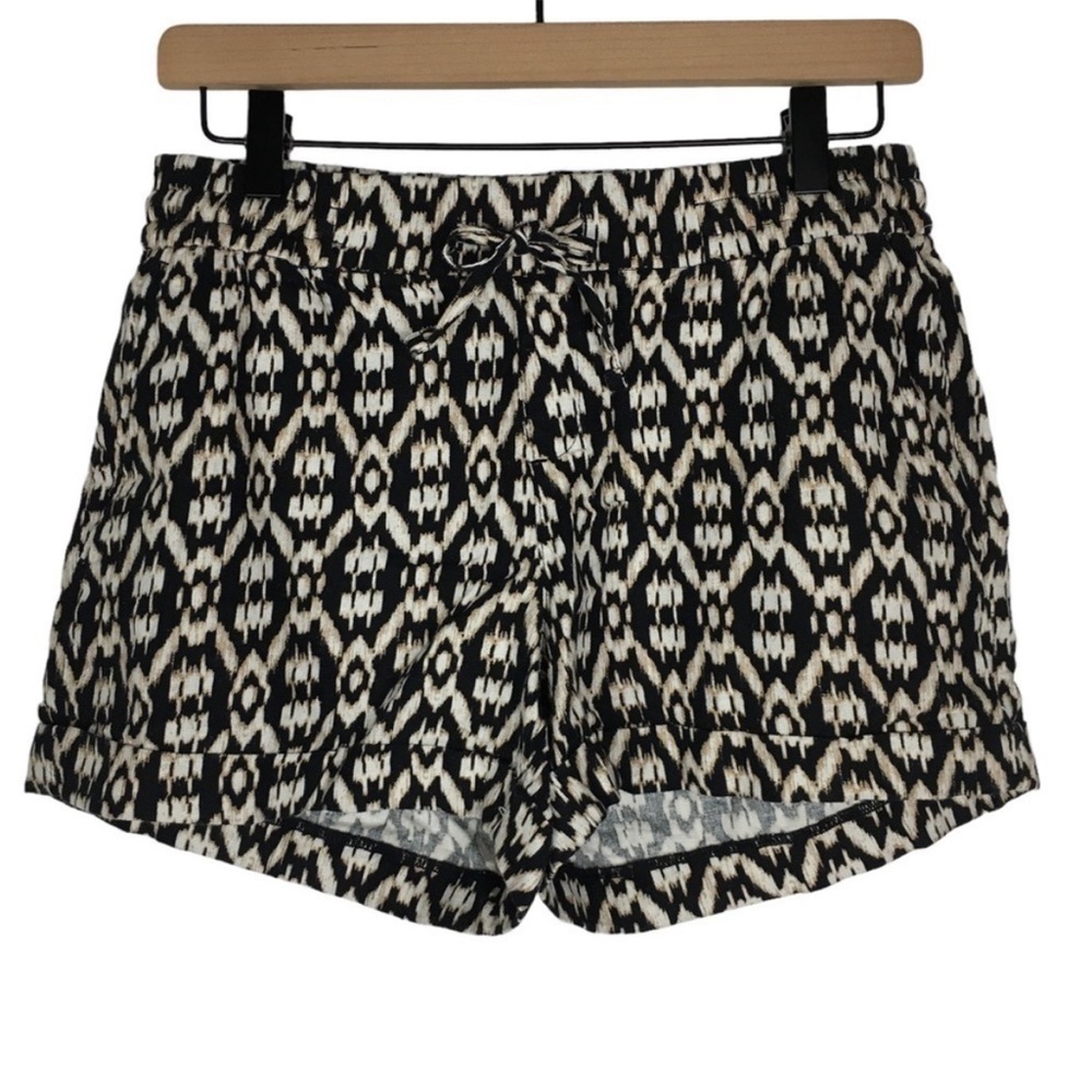 OLD NAVY Linen Blend Shorts Pull On Drawstring Ikat Print Neutral Size Small NWT